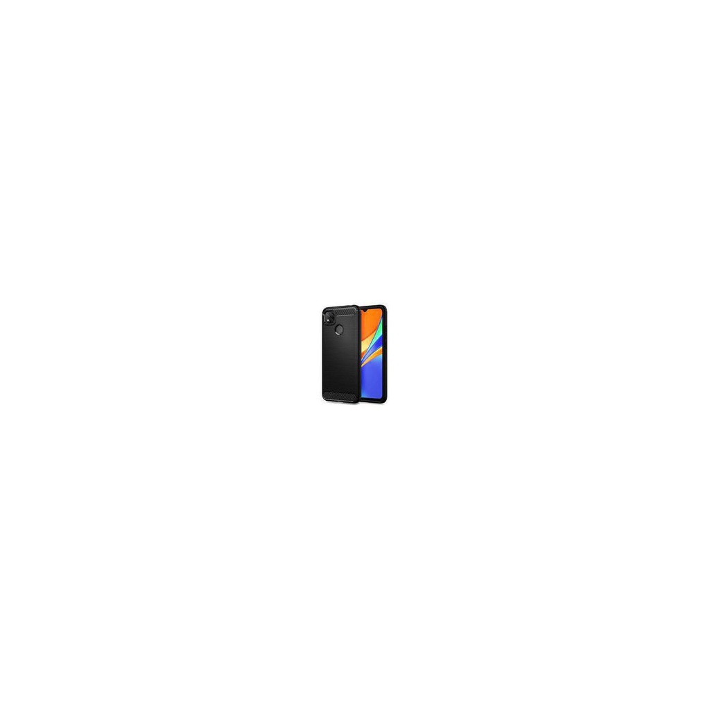 Funda silicona Xiaomi Redmi 9C, alta protección e inserciones símil a fibra de carbono