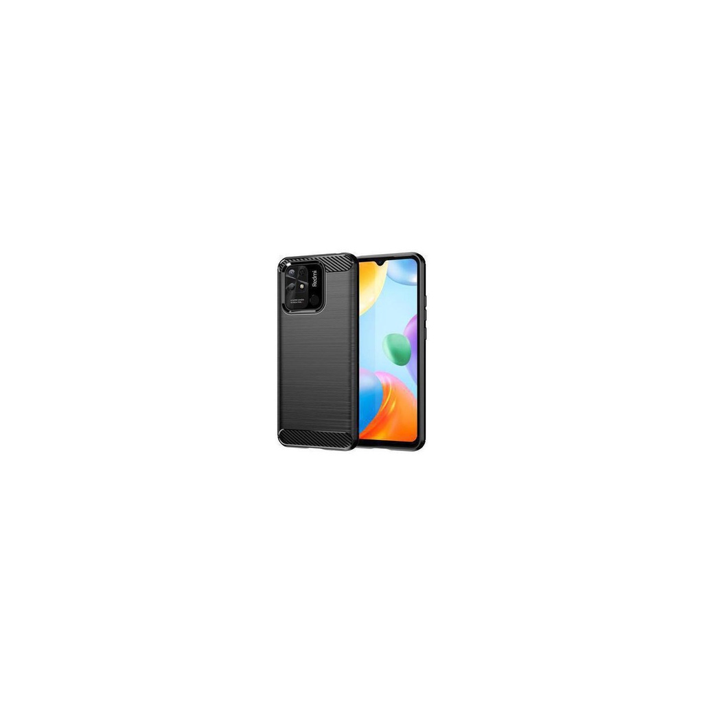 Funda silicona Xiaomi Redmi 10C, alta protección e inserciones símil a fibra de carbono