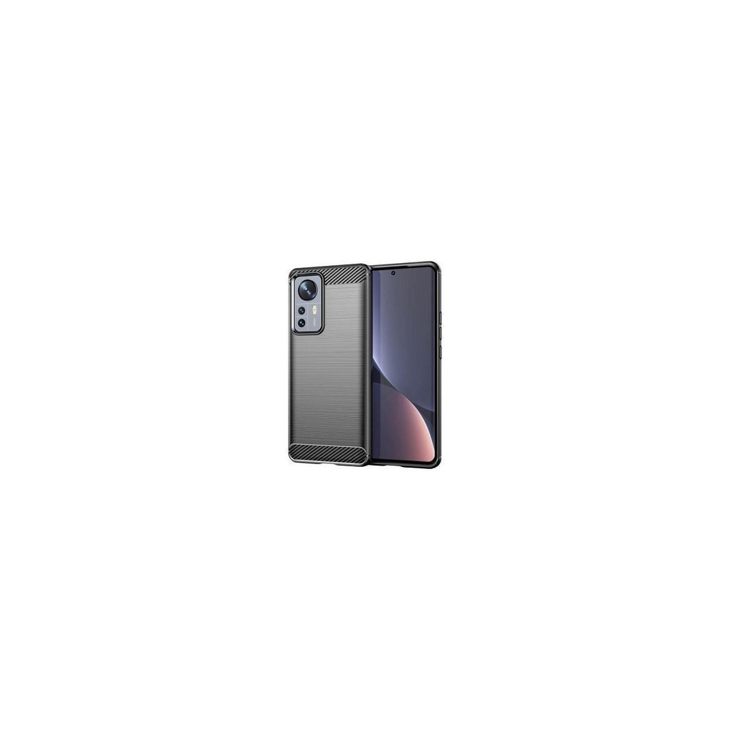 Funda silicona Xiaomi 12 Pro, alta protección e inserciones símil a fibra de carbono