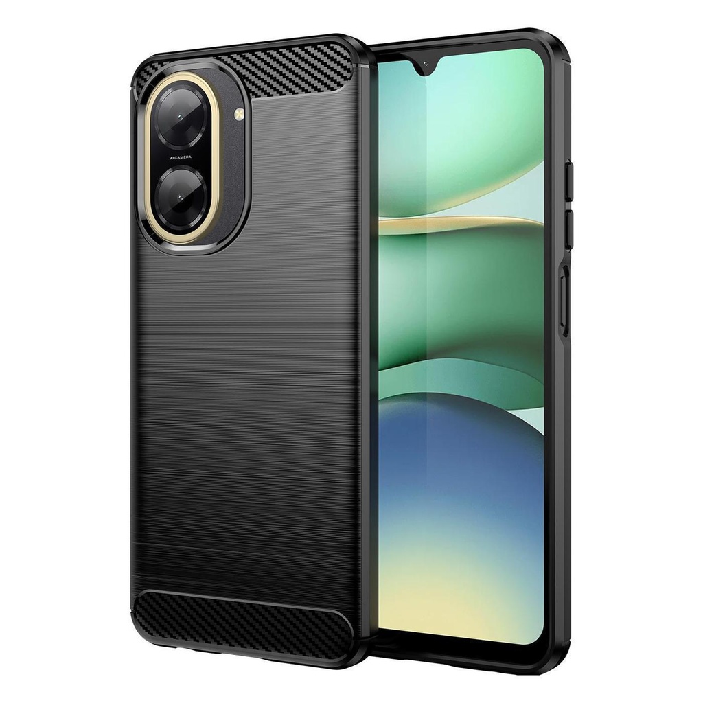 Funda silicona Xiaomi Redmi A5 4G, alta protección e inserciones símil a fibra de carbono