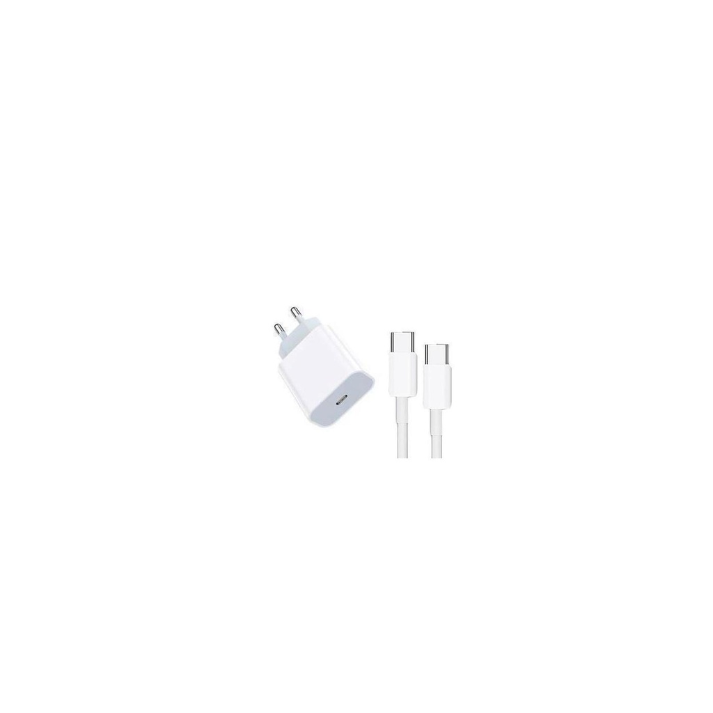 Cargador de red USB-C carga rápida PD y OC 4.0 3A 20W con cable USB-C 3A (carga rápida Samsung, iPhone 15, etc)