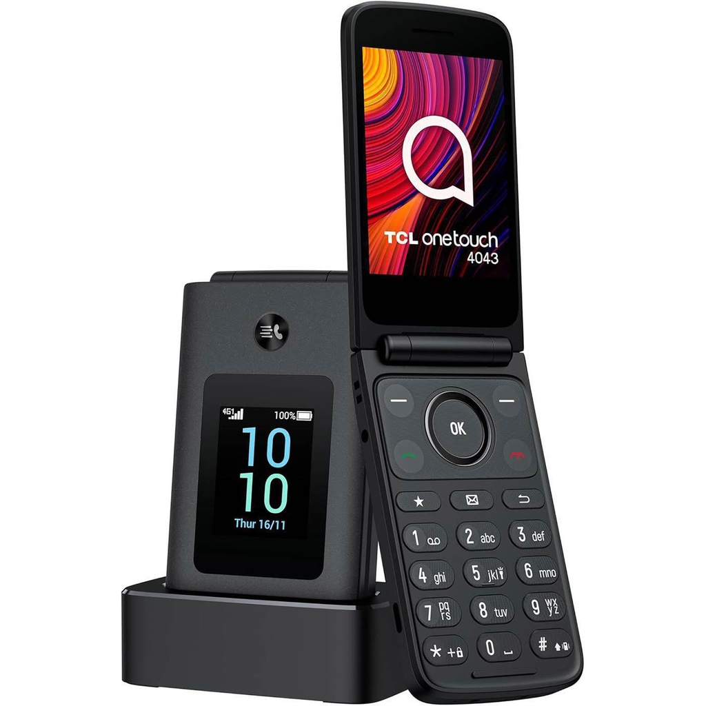 TCL Onetouch 4043D Teléfono de fácil uso, con teclas grandes, linterna, 4G