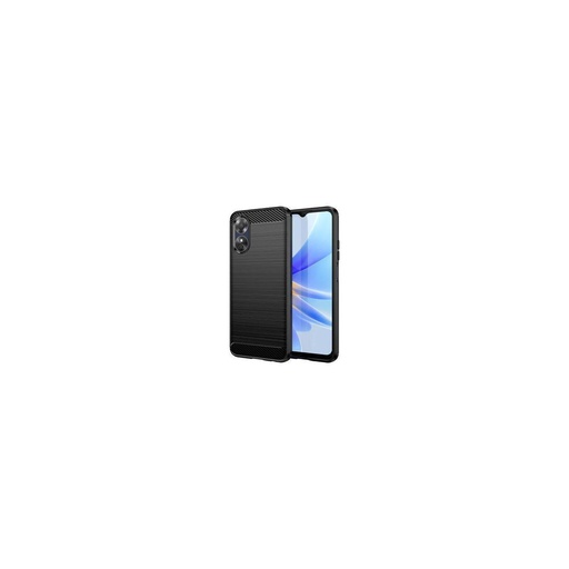 Funda silicona Oppo A17, alta protección e inserciones símil a fibra de carbono