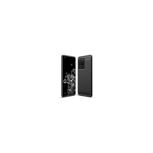 Funda silicona Samsung Galaxy S20 Ultra, alta protección e inserciones símil a fibra de carbono