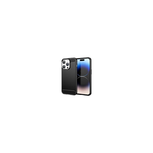 Funda silicona iPhone 15 Pro Max, alta protección e inserciones símil a fibra de carbono