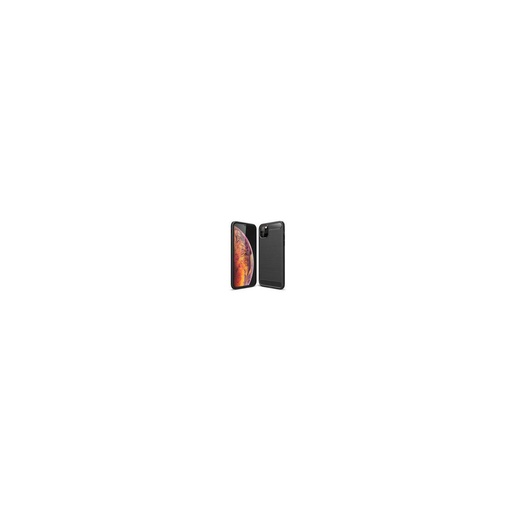 Funda silicona iPhone 11 Pro Max, alta protección e inserciones símil a fibra de carbono