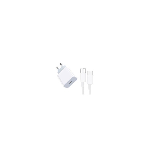Cargador de red USB-C carga rápida PD y OC 4.0 3A 20W con cable USB-C 3A (carga rápida Samsung, iPhone 15, etc)