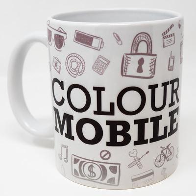 Taza de cerámica 350ml blanca con personailzación COLOURMOBILE