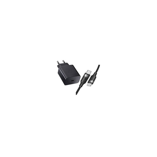 Cargador de red USB-C con carga rápida PD/QC 4.0 3A 20W, con cable USB-C 3A (carga rápida Samsung, iPhone 15, etc)