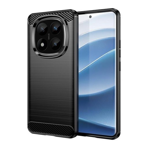 Funda silicona Xiaomi Redmi Note 14 Pro 5G, alta protección e inserciones símil a fibra de carbono