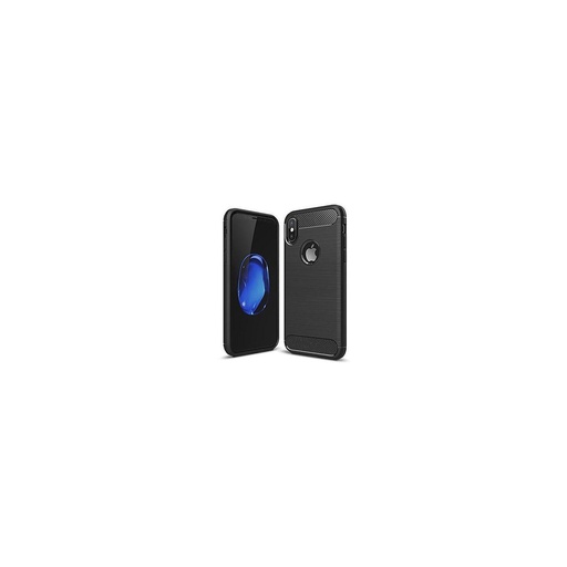 Funda silicona iPhone XS Max, alta protección e inserciones simil a fibra de carbono