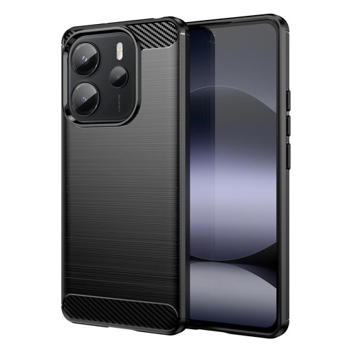 Funda silicona Xiaomi Redmi Note 14 4G, alta protección e inserciones símil a fibra de carbono