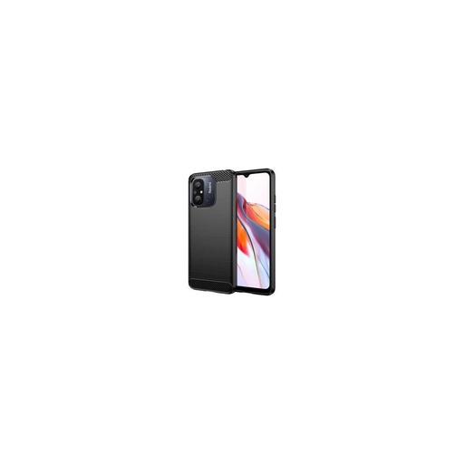 Funda silicona Xiaomi Redmi 12C, alta protección e inserciones símil a fibra de carbono