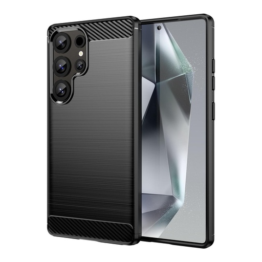 Funda silicona Samsung Galaxy S25 Ultra, alta protección e inserciones símil a fibra de carbono